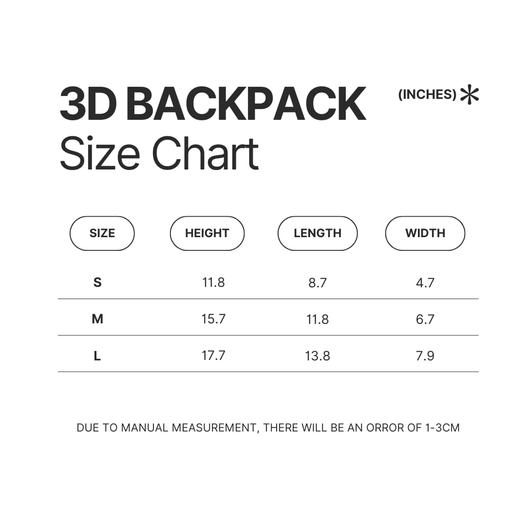 3D Backpack Size Chart - Capybara Gifts UK