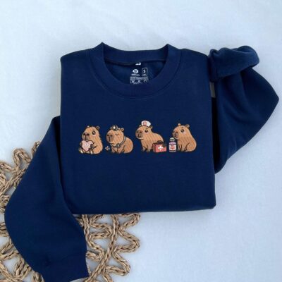 Capybara Nurse Embroidered Sweatshirt