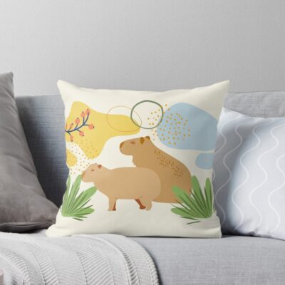 Capybara Minimalist Artwork Throw Pillow
